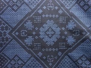 アンティーク　菱に幾何学模様織り出し本場泥大島紬着物(5マルキ)